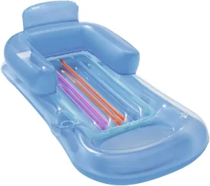 Swimming Pool Lounger Rafts Floats for Adults with Cup Holder, Inflatable Pool Raft Suntan Tub, Beach Floaties Lounge Recliner for Summer Outdoor Swimming Pool Party (Blue)