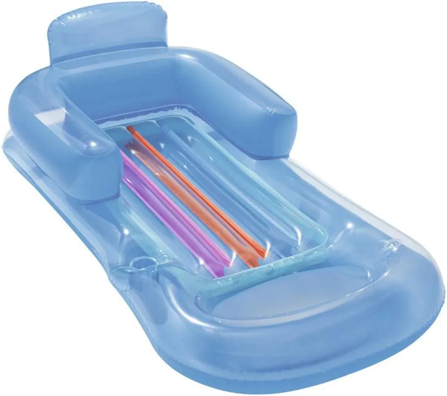 Swimming Pool Lounger Rafts Floats for Adults with Cup Holder, Inflatable Pool Raft Suntan Tub, Beach Floaties Lounge Recliner for Summer Outdoor Swimming Pool Party (Blue)