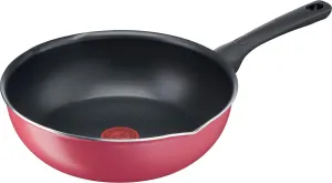 ティファール(T-fal) Tefal B55977 Stir-fry Pot, 10.2 inches (26 cm), Deep Frying Pan, With Spout Included, Gas Fire, Cranberry Red, Multi Pan, Non-Stick