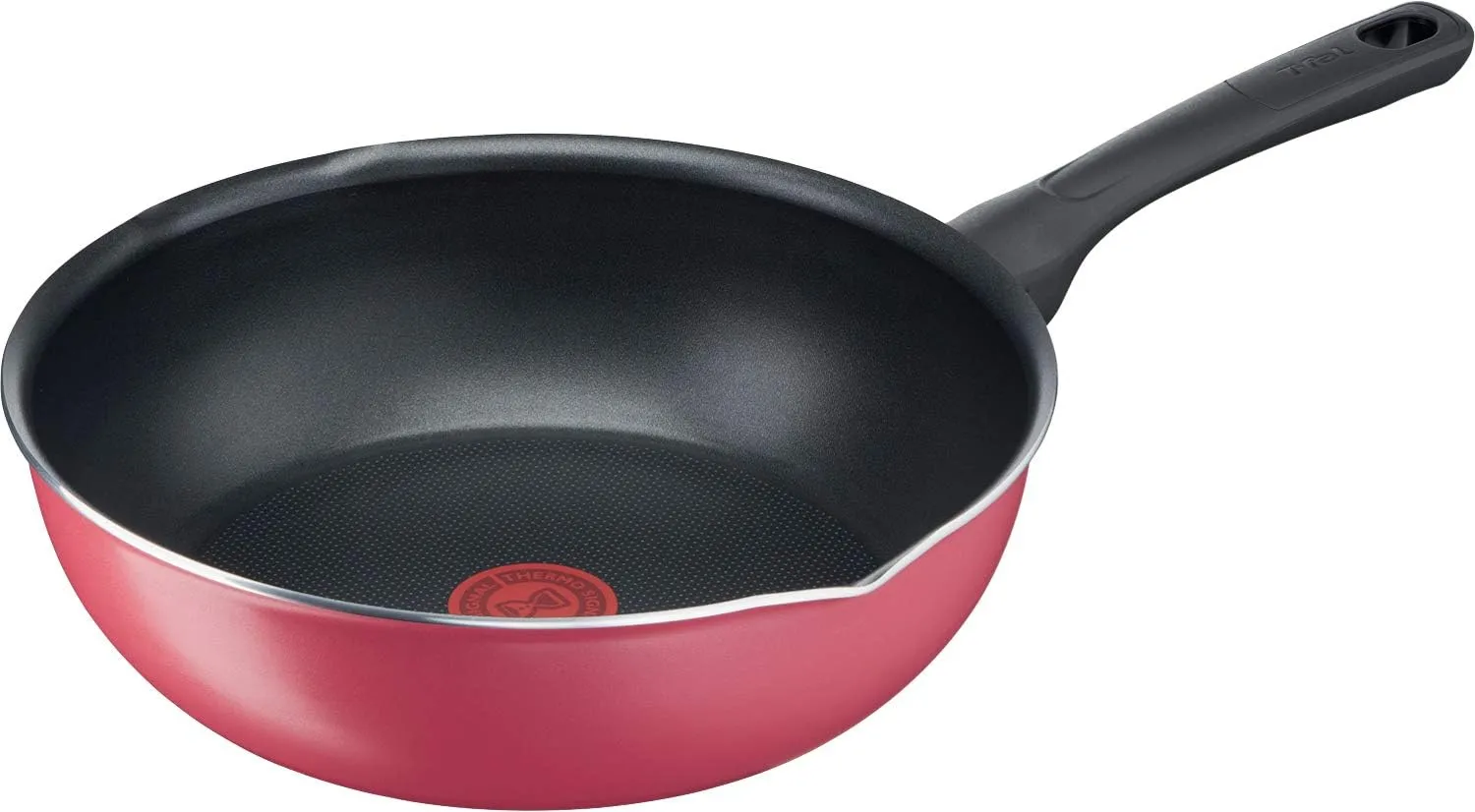 ティファール(T-fal) Tefal B55977 Stir-fry Pot, 10.2 inches (26 cm), Deep Frying Pan, With Spout Included, Gas Fire, Cranberry Red, Multi Pan, Non-Stick