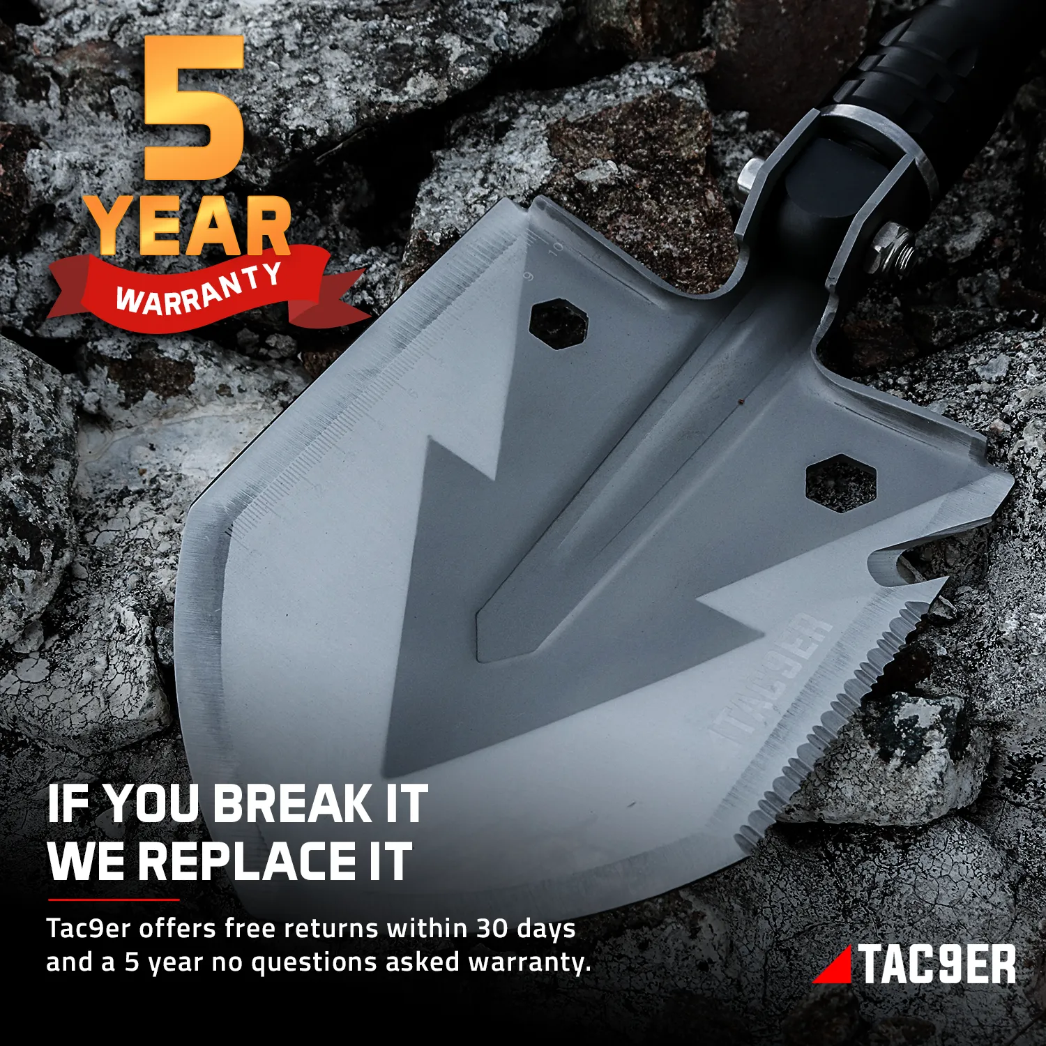 TAC9ER 15-in-1 Multitool Survival Shovel