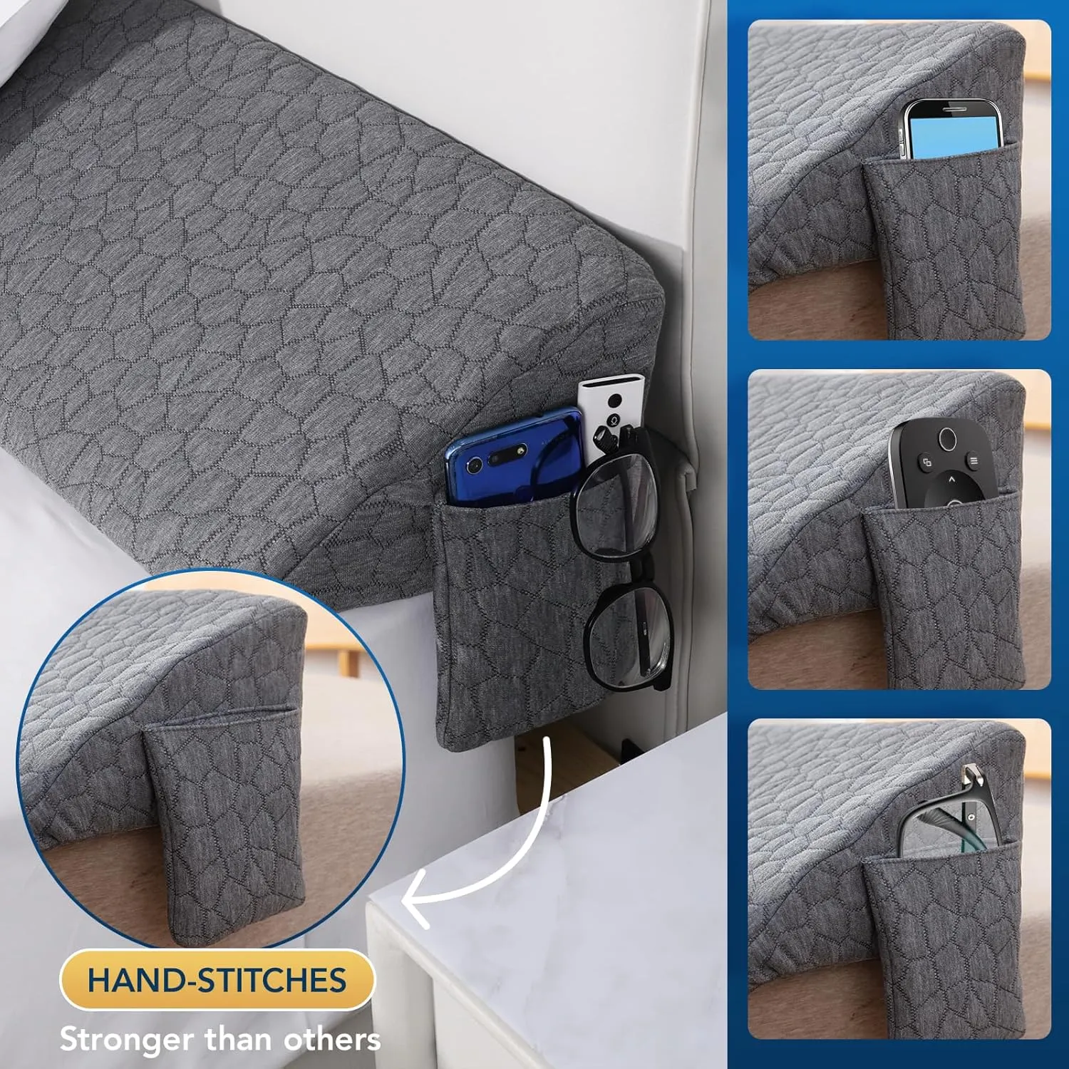 Teemour Full Size (54"x10"x6") Bed Wedge Pillow Headboard Pillow Mattress Wedge Triangle Pillow Long Bolster Pillow Bed Gap Filler (0-7") Mattress Gap Filler Between Your Headboard and Mattress