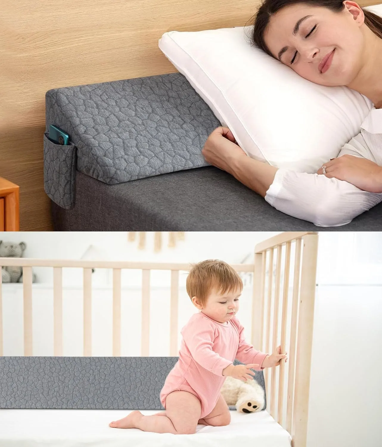 Teemour Full Size (54"x10"x6") Bed Wedge Pillow Headboard Pillow Mattress Wedge Triangle Pillow Long Bolster Pillow Bed Gap Filler (0-7") Mattress Gap Filler Between Your Headboard and Mattress