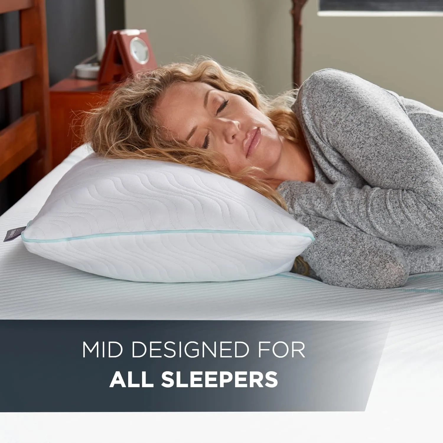 Tempur-Pedic TEMPUR-Cloud ProMid Memory Foam Pillow, Queen (Pack of 1), White