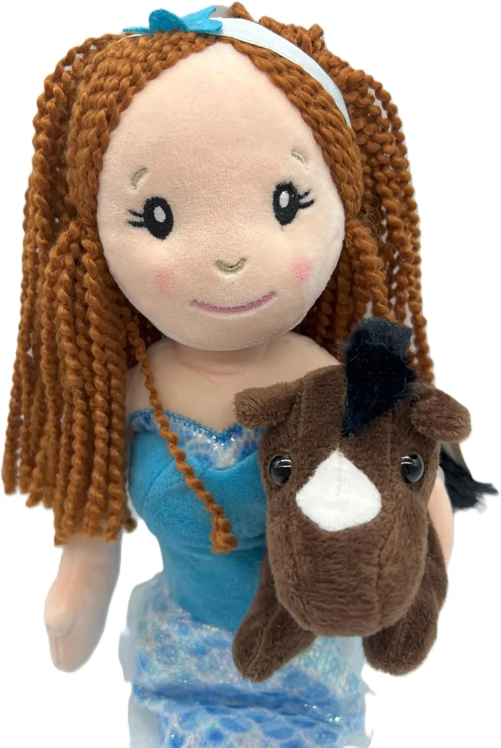 The Petting Zoo, Mermaid Doll with Horse Stuffed Animal, Gifts for Girls Plush Mermaid Doll with Horse Plush Toy, 17 inch, Red Hair, 3143x2HRS