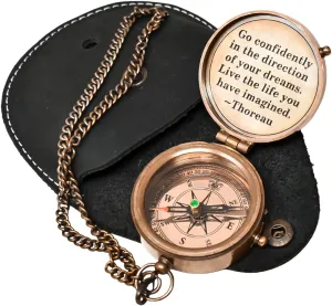 Thoreau's Go Confidently Engraved Compass Graduation Gift, Graduation Gift for him, Cool high School Gift, Boating Hiking Compass, Religious Gifts, Confirmation Gift Direction Compass