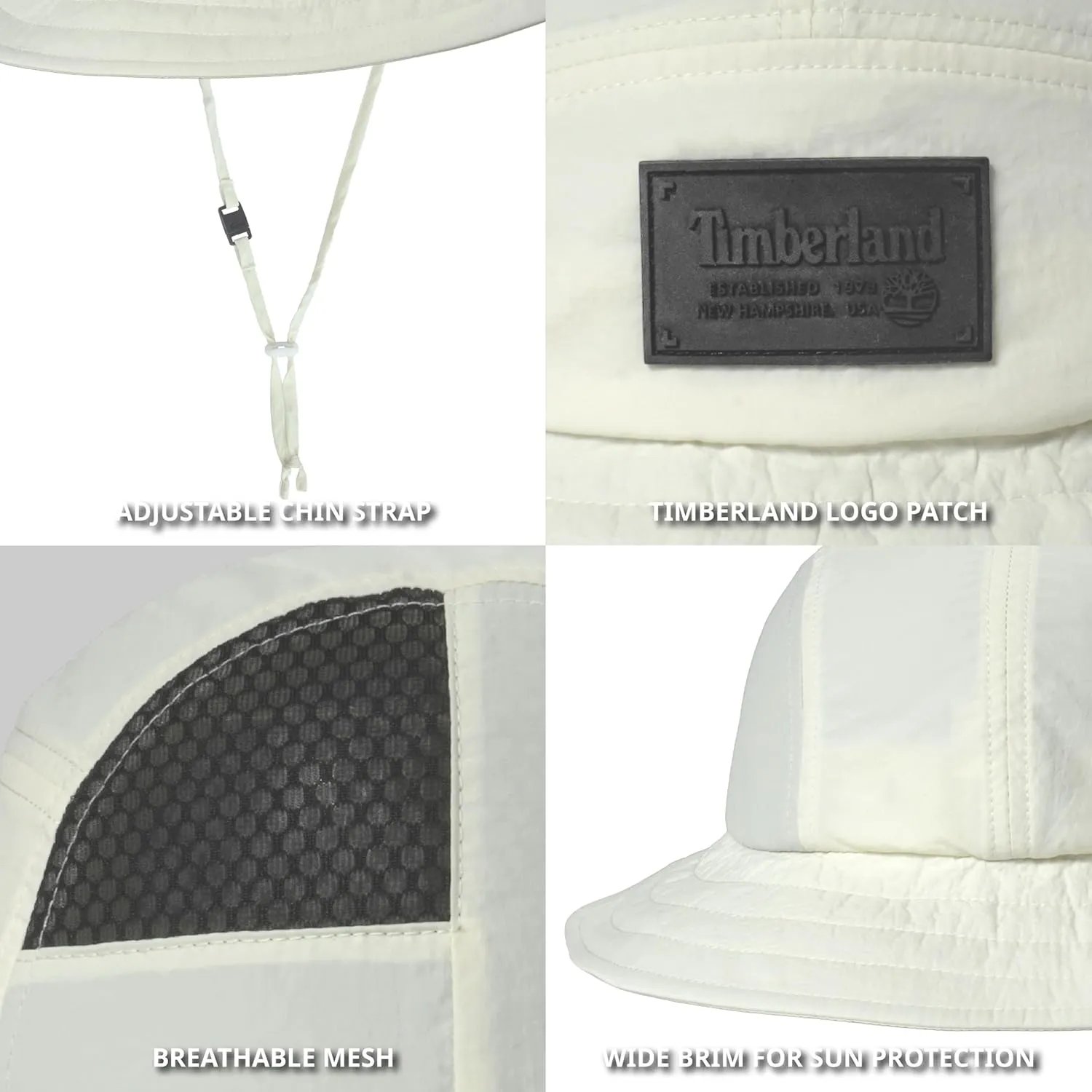 Timberland Mesh Panel Kids Boys Bucket Hat, One Size, Adjustable Chin Cord, Wide Brim Sun Hat for Outdoor Adventures