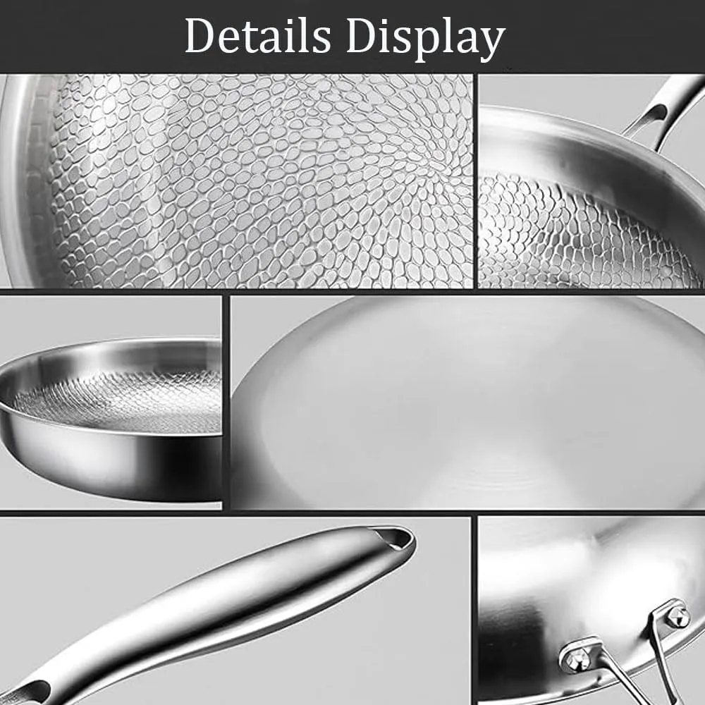 Titanium Hammered Pan Pro With Lid, Titanium Pan, Scratch-Resistant Non Stick Titaniums Nutri Pans, Even Heating Compatible Dishwasher Safe (Without lid 10.23in)