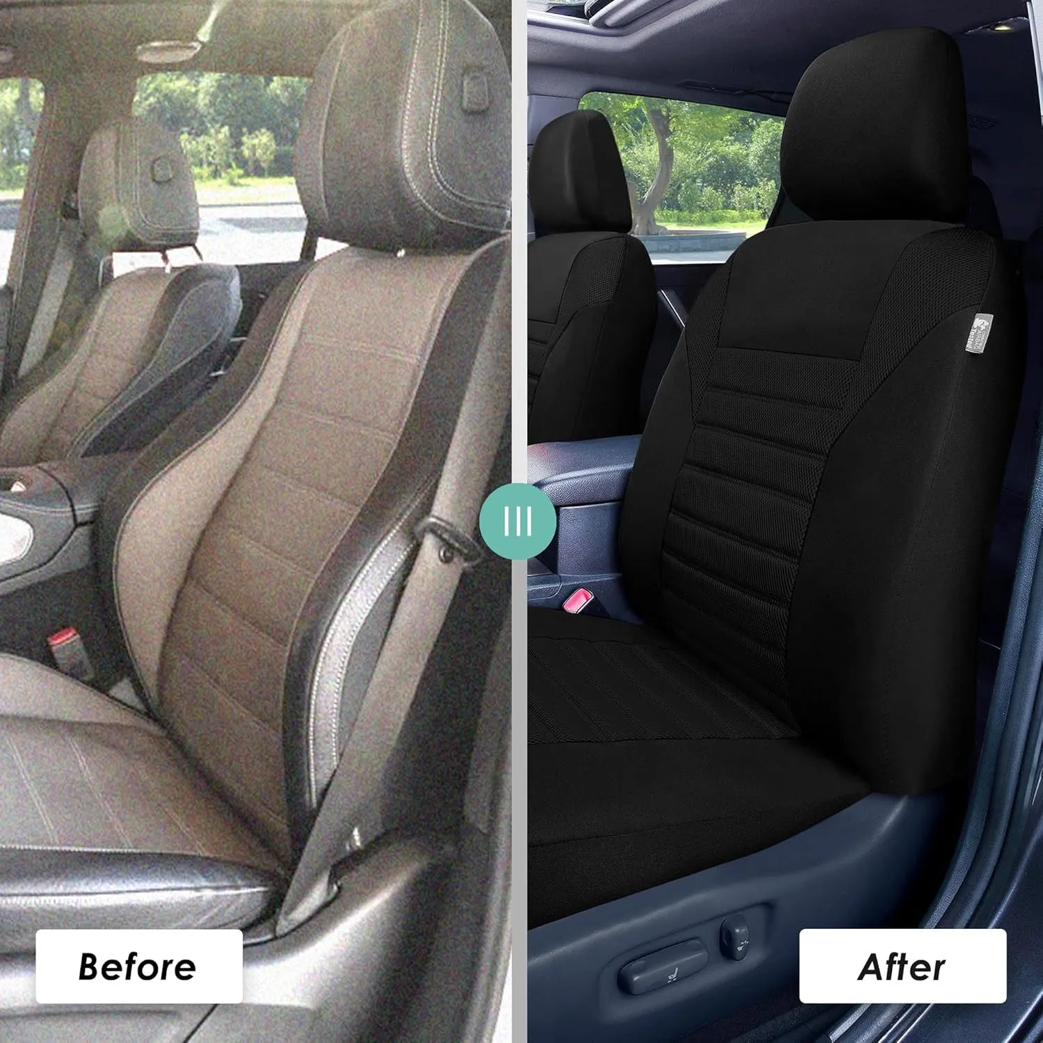 TLH 3D Air Mesh Fabric Automotive Car Seat Covers Front Seats Only, Black Car Seat Covers Airbag Compatible Interior Accessories Covers Universal Fit Car Seat Covers for Cars, Auto, Trucks, SUV