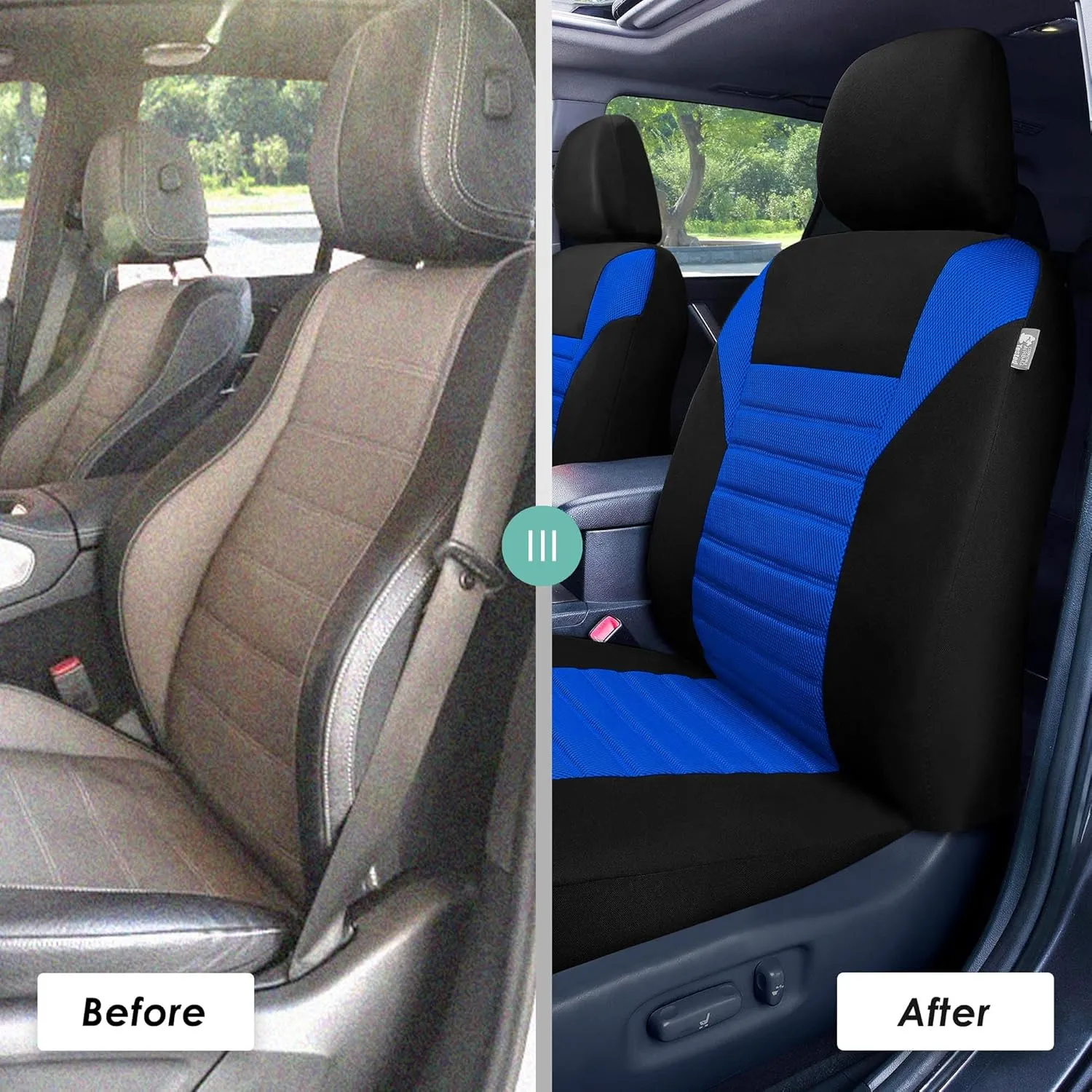 TLH 3D Air Mesh Fabric Automotive Car Seat Covers Front Seats Only, Blue Car Seat Covers Airbag Compatible Interior Accessories Covers Universal Fit Car Seat Covers for Cars, Auto, Trucks, SUV