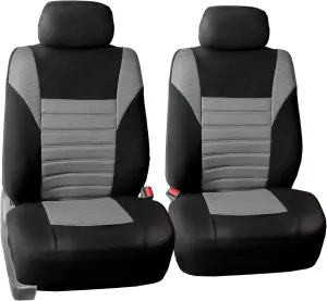 TLH 3D Air Mesh Fabric Automotive Car Seat Covers Front Seats Only, Gray Car Seat Covers Airbag Compatible Interior Accessories Covers Universal Fit Car Seat Covers for Cars, Auto, Trucks, SUV