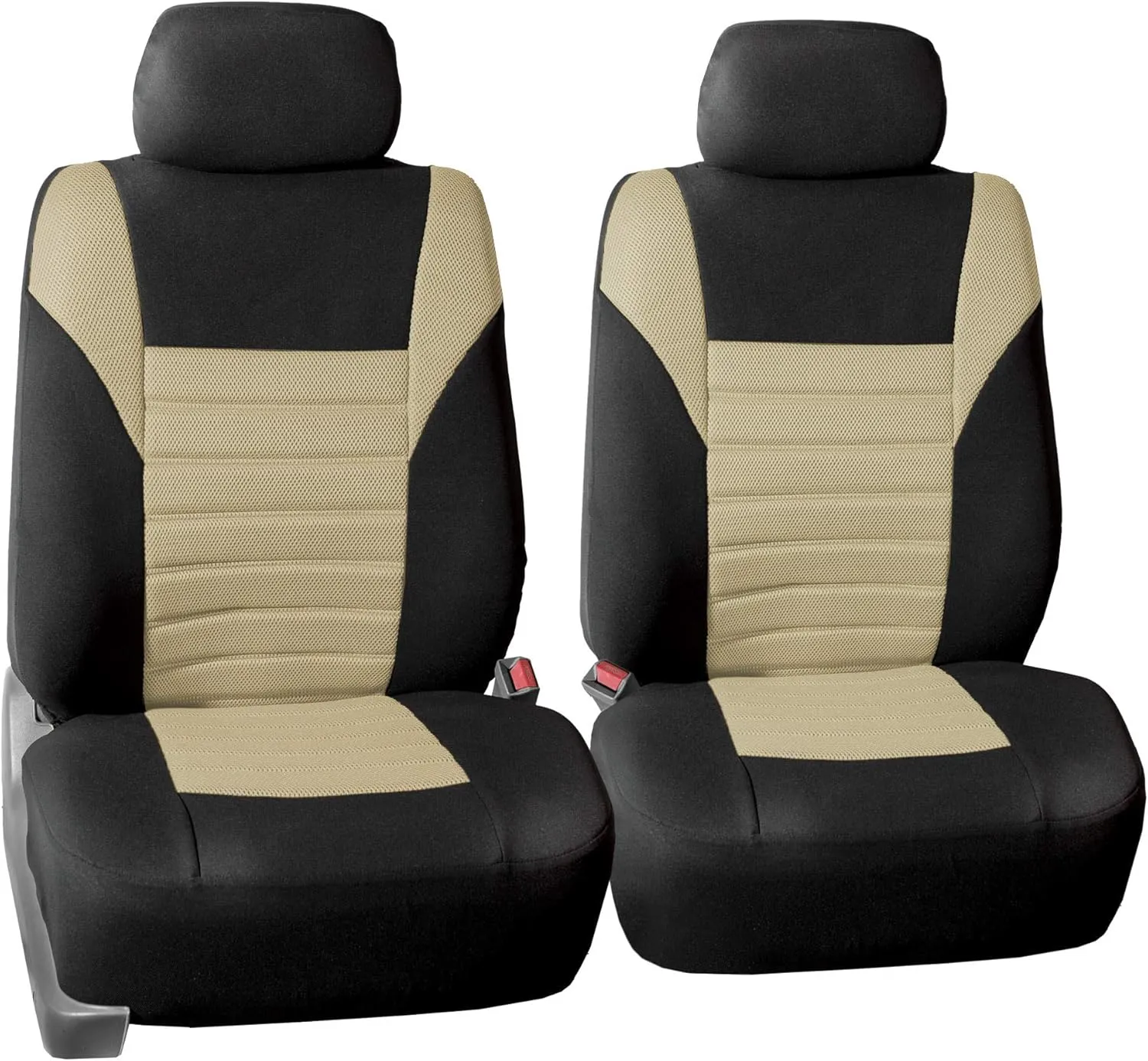 TLH Beige 3D Air Mesh Cloth Universal Fit Car Seat Covers for Cars, Trucks, SUVs - Front Seats Only, Airbag Compatible, Machine Washable, Low-Back Design, Comfortable & Durable