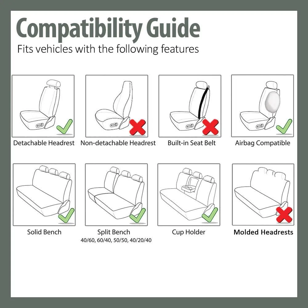 TLH Car Seat Covers Travel Master Automotive Car Seat Covers Full Set Beige Seat Covers Airbag Compatible and Split Rear Car Seat Cover Universal Fit Interior Accessories for Cars Trucks and SUV