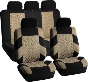 TLH Car Seat Covers Travel Master Automotive Car Seat Covers Full Set Beige Seat Covers Airbag Compatible and Split Rear Car Seat Cover Universal Fit Interior Accessories for Cars Trucks and SUV