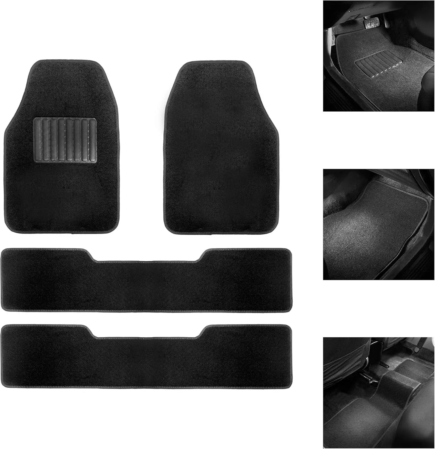 TLH Edgy Piping Style Blue Car Seat Covers 3 Row 8 Seater Automotive Seat Cover, Airbag Compatible Split Bench Car Seat Covers with Interior Accessories 3 Row Car Carpet Floor Mats
