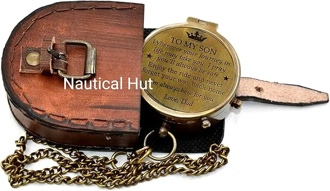 to My Son Engraved Brass Compass Gift to My Son/Nautical Gift for Son from Dad/Gift to Son from Mom/Gift for Son,Father Son Gift,Mother Son Gift,Love Mom,Son from Mom, Love Dad/Leather Case