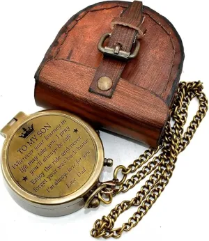 to My Son Engraved Brass Compass Gift to My Son/Nautical Gift for Son from Dad/Gift to Son from Mom/Gift for Son,Father Son Gift,Mother Son Gift,Love Mom,Son from Mom, Love Dad/Leather Case