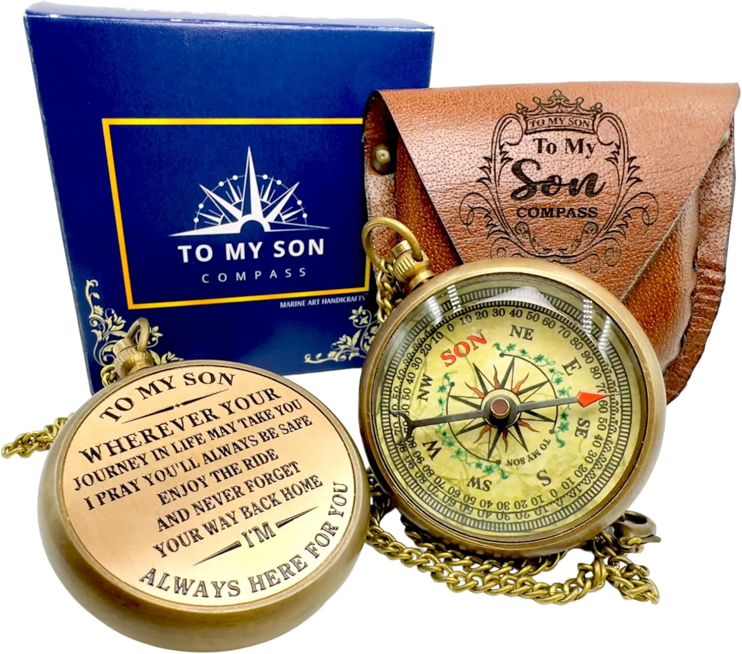 to My Son – Never Forget That I Love You, Brass Compass, Gift for Son from Mom and Dad, Graduation, Baptism, Confirmation, Communion, Sentimental Keepsake, Birthday Gift, Back to School, Faith Gift