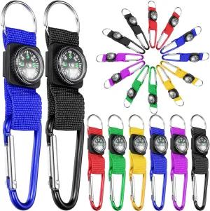 Toodoo 36 Pieces Compass for Kids Bulk Metal Mini Compass Keychain Hiking and Survival Adventure Camping Belt Clips Theme Birthday Party Favors for School Outdoor Hiking