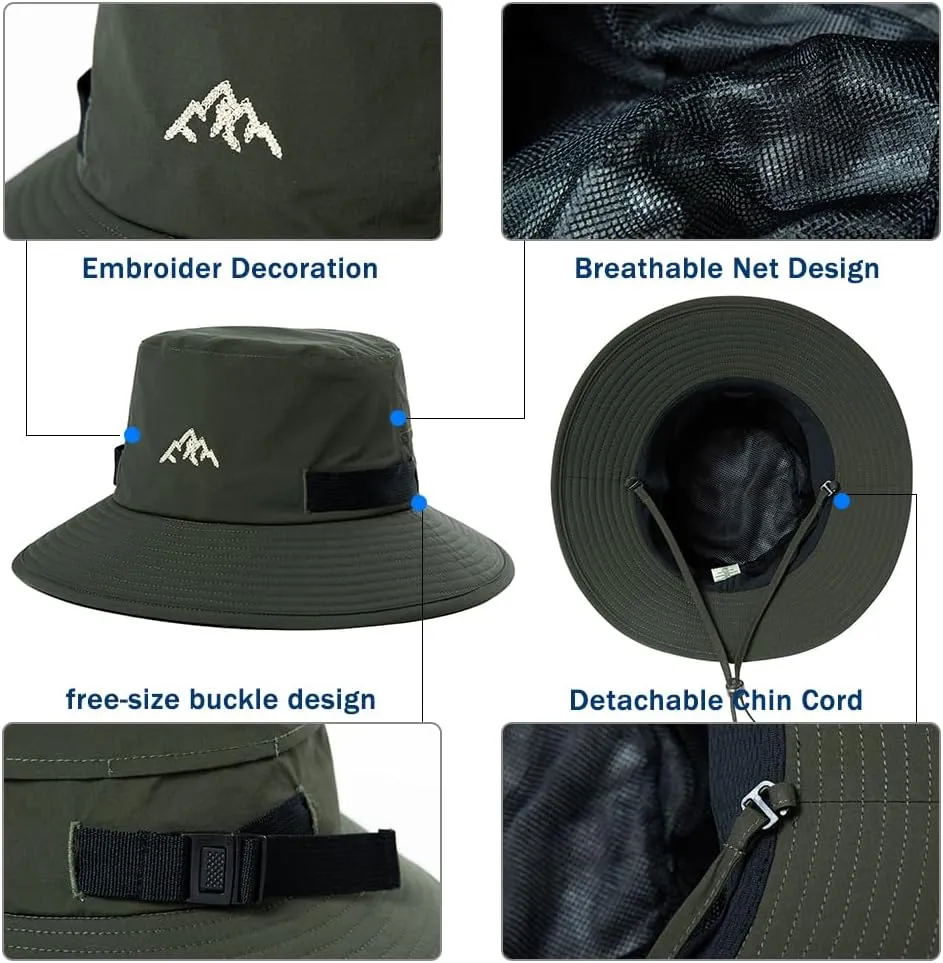 TOP-EX L/XL/XXL UV50  Waterproof Bucket Sun Hat for Fishing Golf Hiking All-Weather Outdoor Rain Hat Stiff Brim