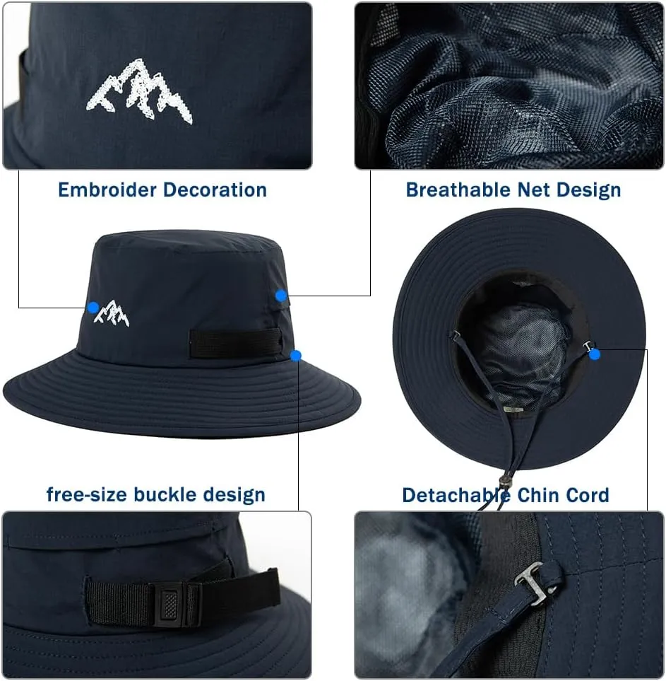 TOP-EX L/XL/XXL UV50  Waterproof Bucket Sun Hat for Fishing Golf Hiking All-Weather Outdoor Rain Hat Stiff Brim