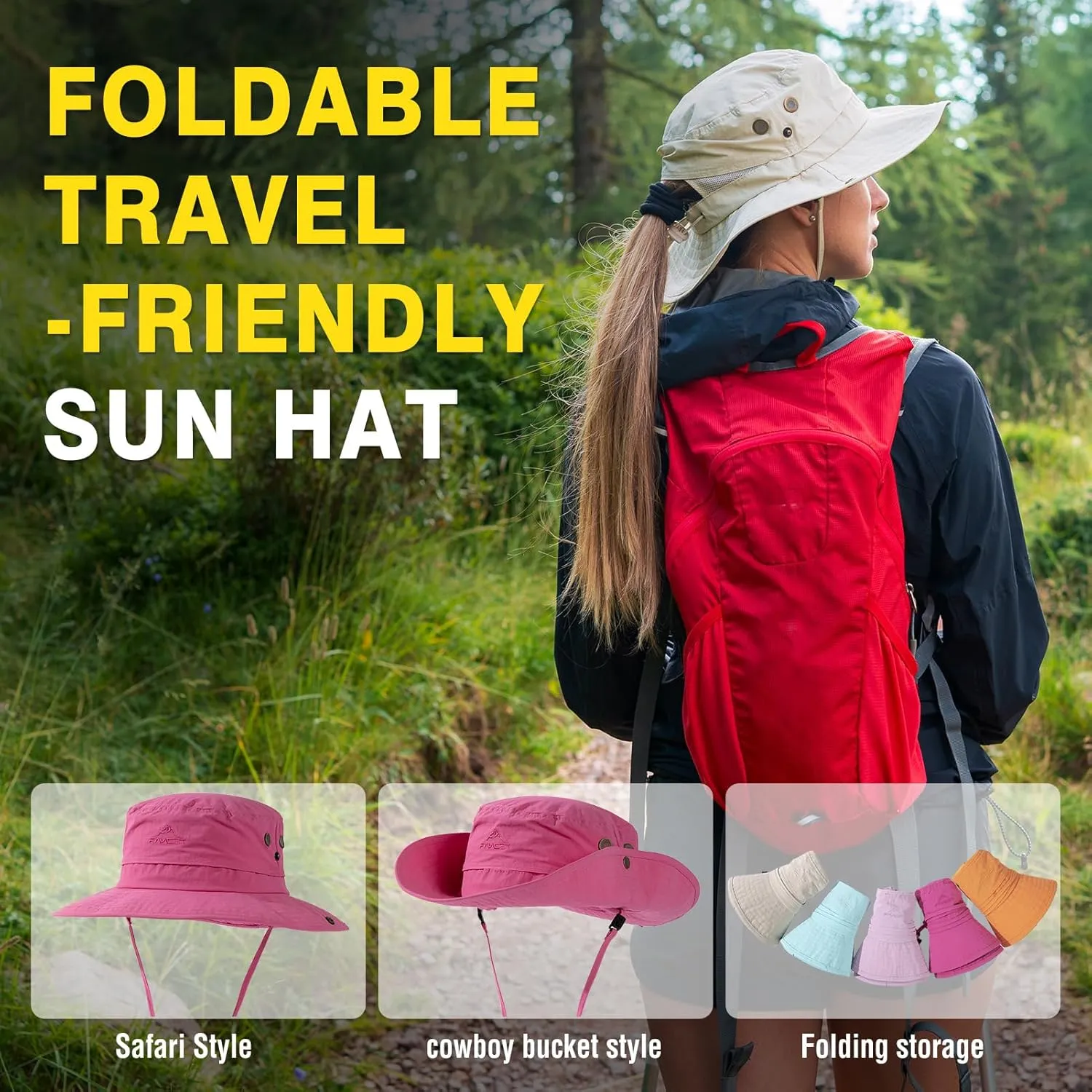 TOP-EX M/L/XL/XXL Ponytail Rain-Proof UV50  Sun Hat Cooling Mesh Lining Unisex