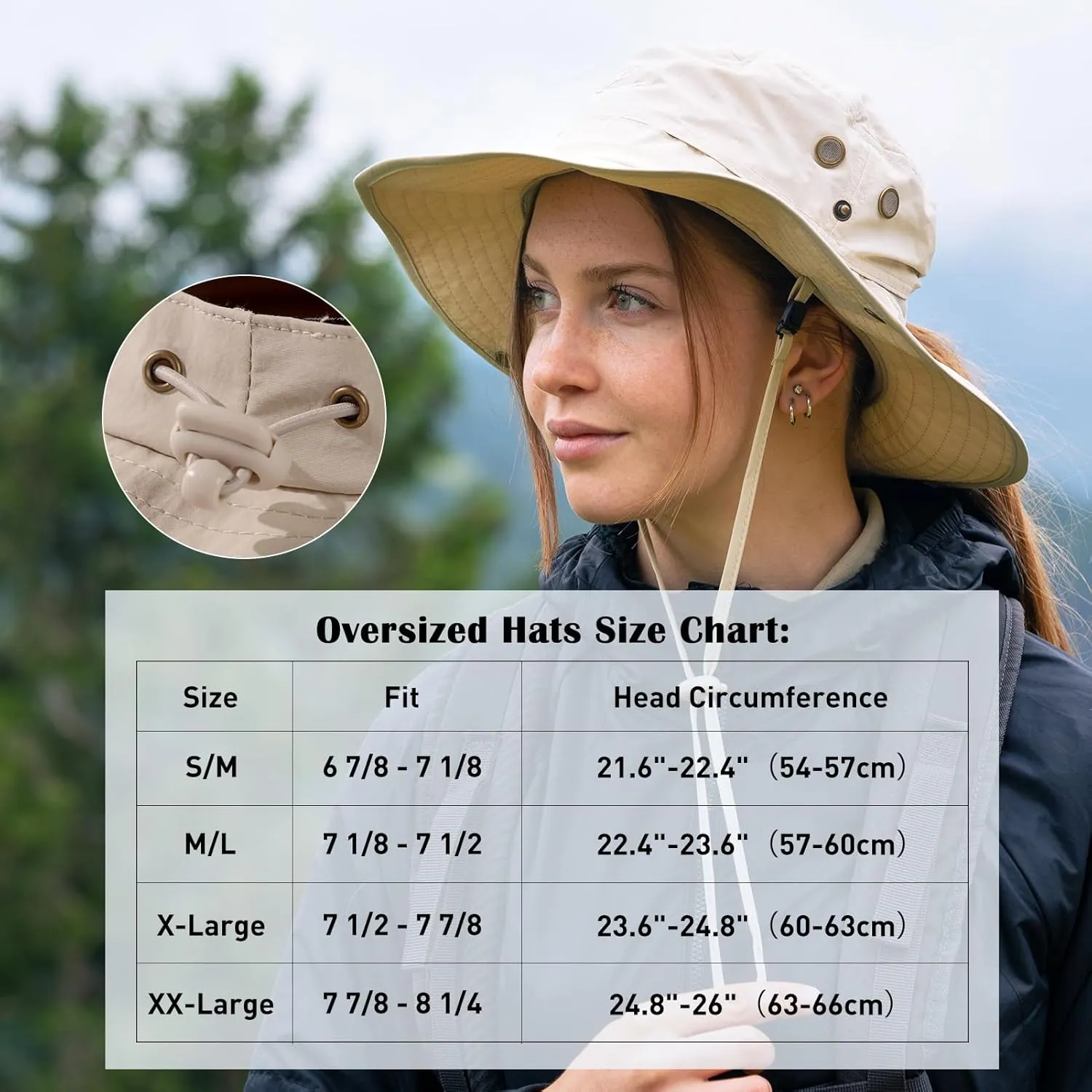 TOP-EX M/L/XL/XXL Ponytail Rain-Proof UV50  Sun Hat Cooling Mesh Lining Unisex