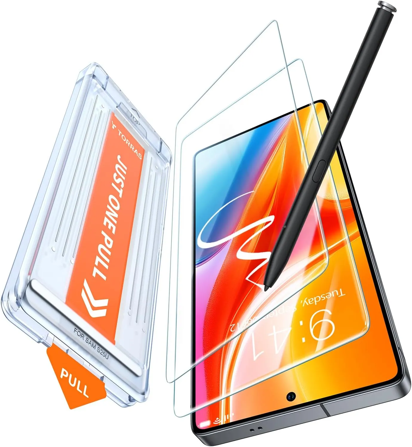 TORRAS for Samsung Galaxy S25 Ultra Screen Protector 9H  Military-Grade Shatterproof Tempered Glass 2 Pack - Anti-Scratch, Bubble-Free Full Coverage, Easy One-Pull Installation with Alignment Kit