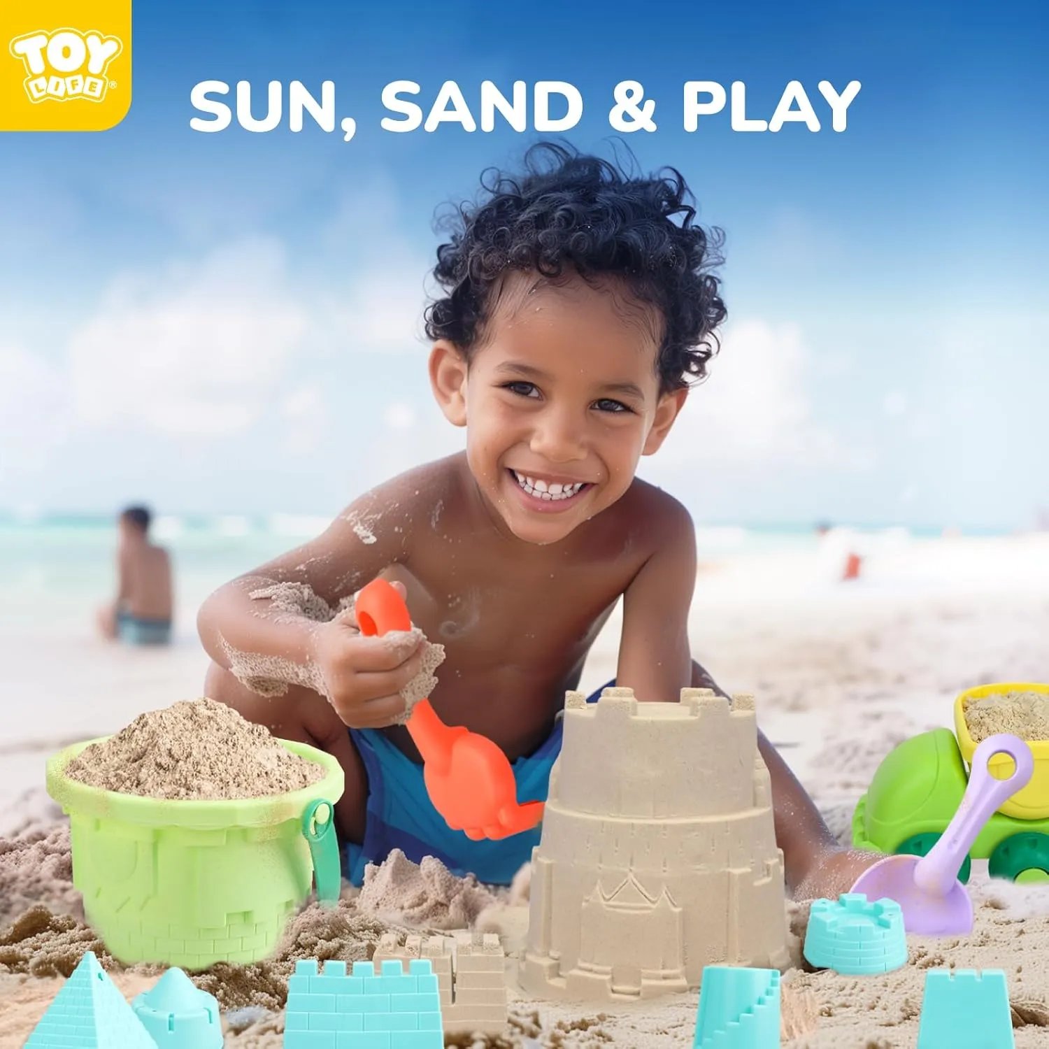 TOY Life Beach Toys for Toddlers Age 3-5, Sandbox Toy Building Sets with Sand Bucket Dump Truck and Waterproof Mesh Bag, Travel Sand Castle Toys for Kids