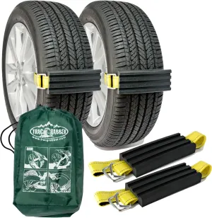 TRACGRABBER Tire Traction Device for Cars & Small SUVs, Set of 2 - Made in the USA, Anti Skid Emergency Tire Straps to Get Unstuck from Snow, Mud, & Sand - Snow Traction Mat or Tire Chain Alternative