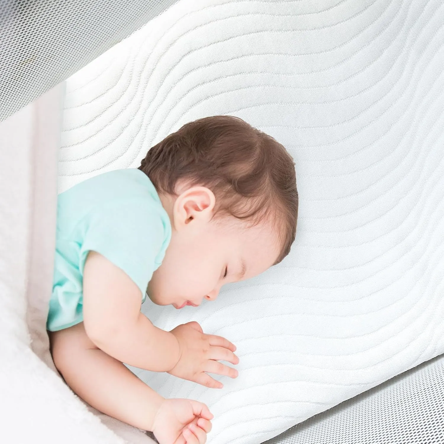 Travel Crib Mattress Pad 42" X 24"Compatible with Baby Bjorn, Guava Lotus and Dream on Me Travel Crib Light Playard, Waterproof Replacement Bassinet Mattress with Removable & Washable Mattress Cover