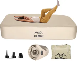 Twin Air Bed with Built-in Pump, Self-Inflating Air Mattress with Air Pump, 13.78" Height Double Layers Comfortable Blow Up Mattress, Inflatable Bed for Guests, Camping, Travel (Twin)