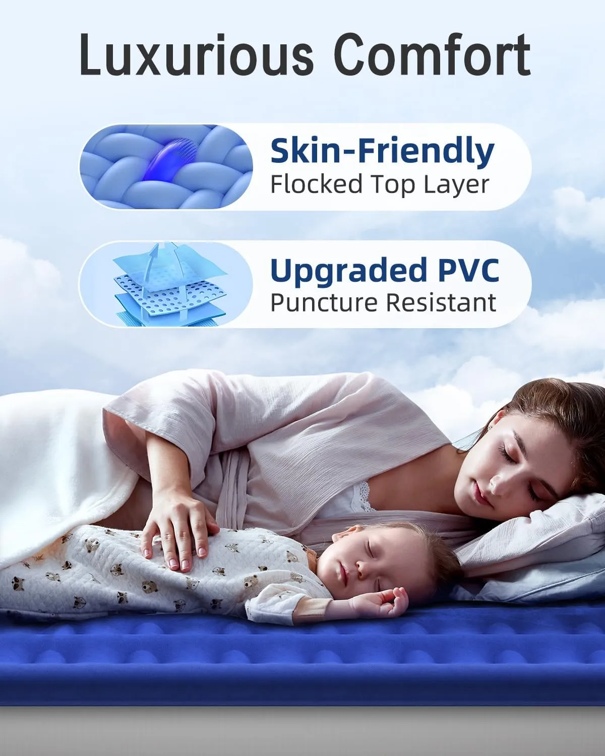 Twin Air Mattress with Built in Pump Luxurious Comfort Raised Inflatable Mattress Twin Airbed Blow Up Mattress for Home and Guests 75"*39"*13" Air Bed 2 Minutes Fast Inflate/Deflate 330 lbs Max
