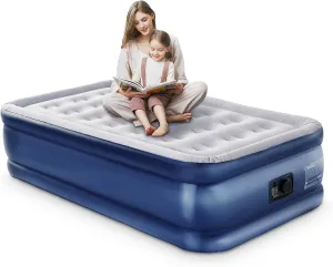 Twin Air Mattress with Built in Pump,18" Raised Blow up Air Bed,3 Mins Quick Self-Inflation/Deflation,550lbs Max, Strong Support,Foldable Inflatable Mattress for Camping/Home/Guests/Travel