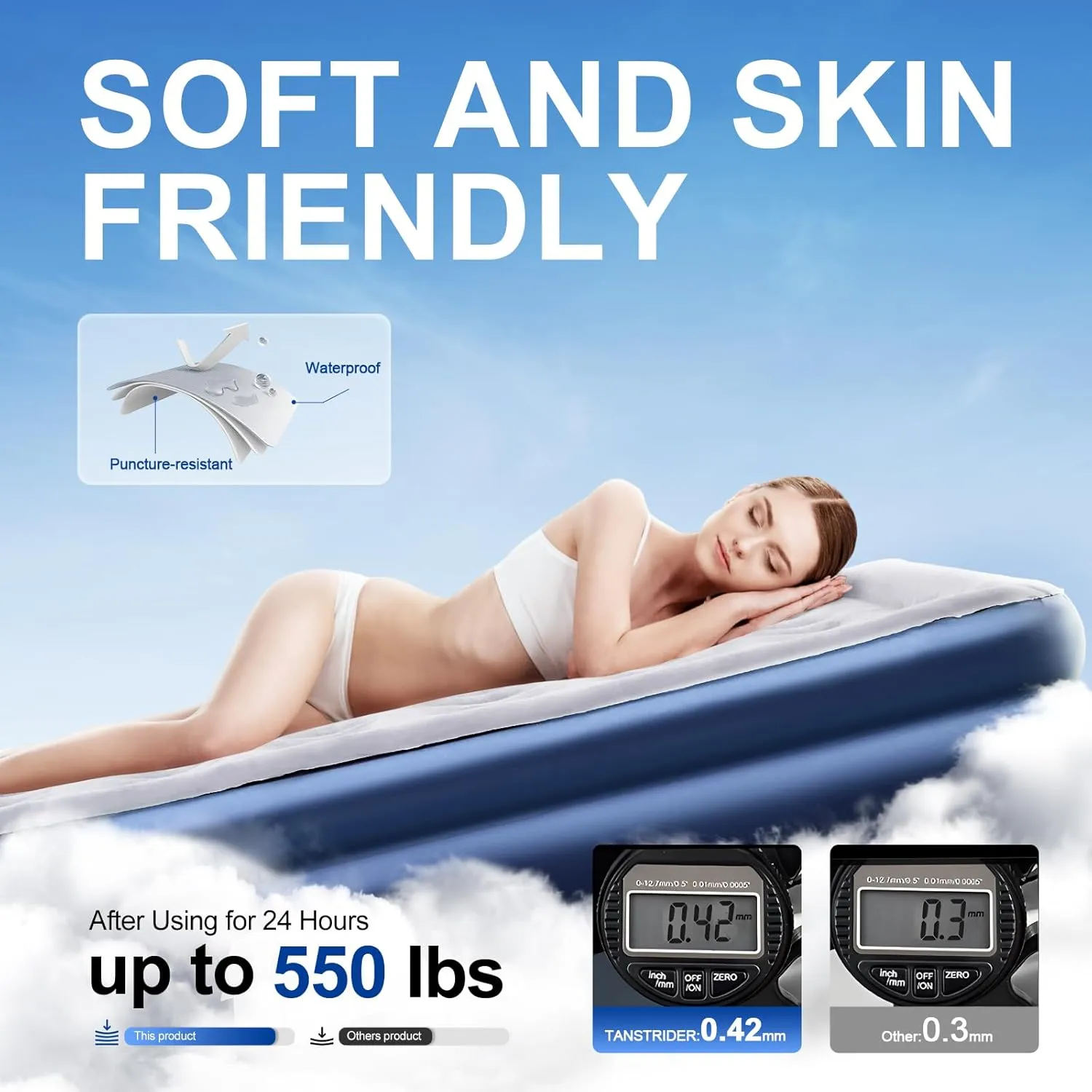 Twin Air Mattress with Built in Pump,18" Raised Blow up Air Bed,3 Mins Quick Self-Inflation/Deflation,550lbs Max, Strong Support,Foldable Inflatable Mattress for Camping/Home/Guests/Travel