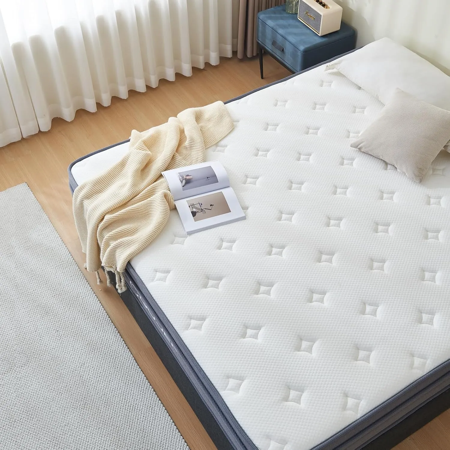 Twin Mattress, 10 Inch Twin Size Hybrid Mattress in a Box with Independent Spring, Soft and Comfortable, Pressure Relief, Medium Firmness, CertiPUR-US Certified