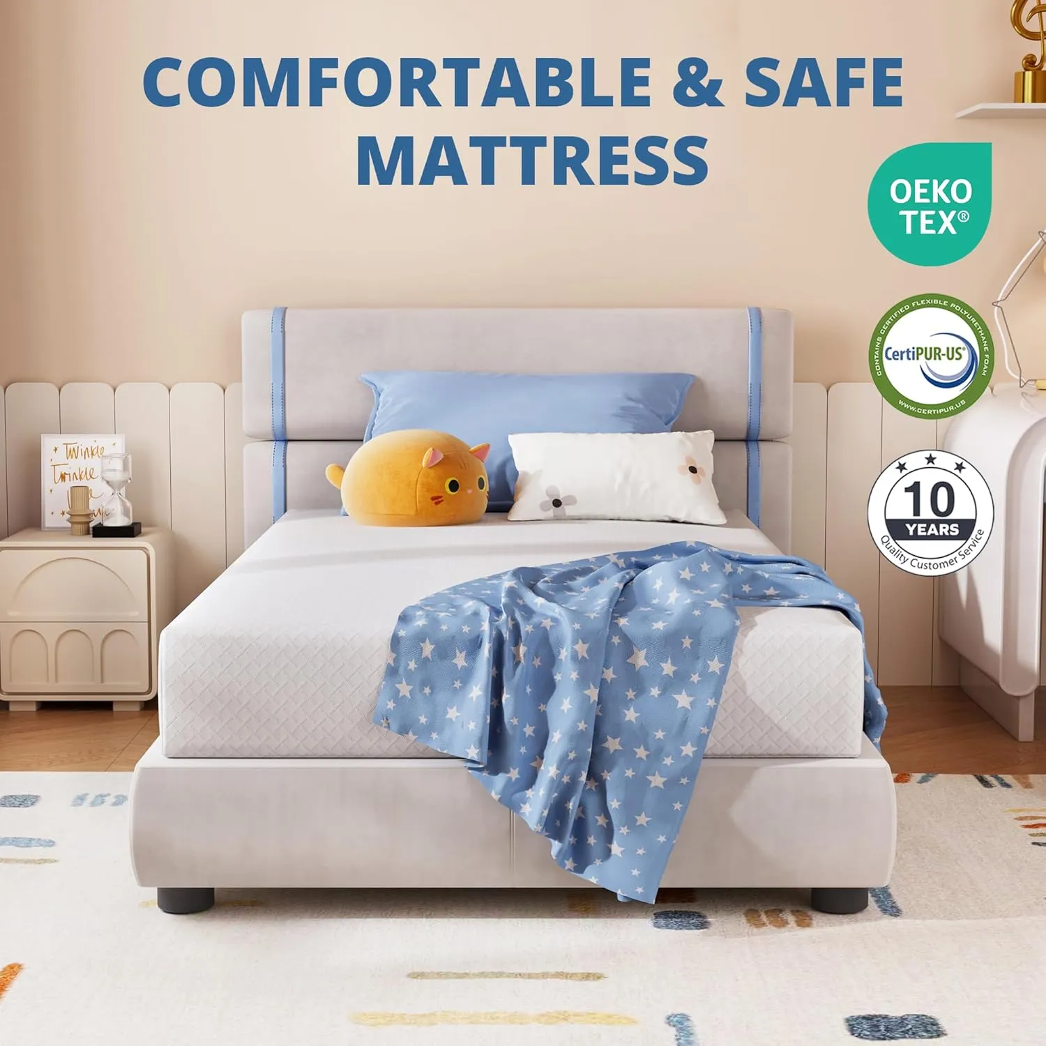 Twin Mattress 8 Inch Green Tea Memory Foam Mattress for Cool Sleep & Pressure Relief, CertiPUR-US Certified Medium Mattresses in a Box, 38"×75"×8"