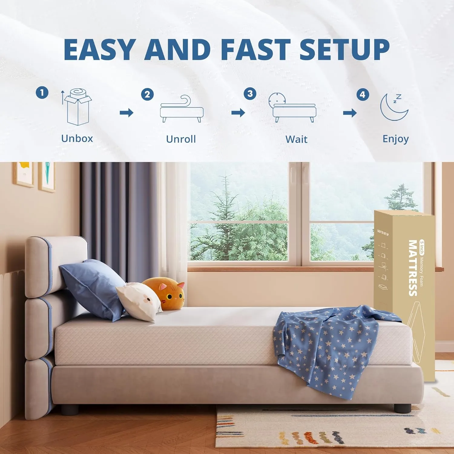 Twin Mattress 8 Inch Green Tea Memory Foam Mattress for Cool Sleep & Pressure Relief, CertiPUR-US Certified Medium Mattresses in a Box, 38"×75"×8"