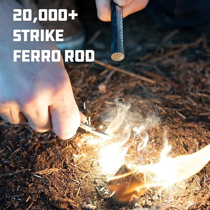 UCO Titan Fire striker Ferro Rod Fire Starting Survival Tool with Tether and Multitool, 20,000  Strikes