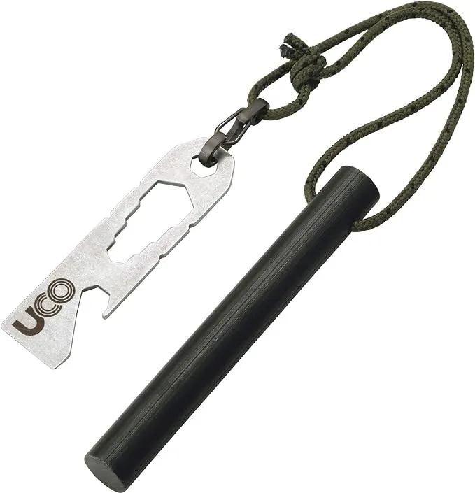 UCO Titan Fire striker Ferro Rod Fire Starting Survival Tool with Tether and Multitool, 20,000  Strikes