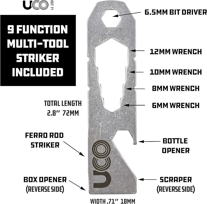 UCO Titan Fire striker Ferro Rod Fire Starting Survival Tool with Tether and Multitool, 20,000  Strikes