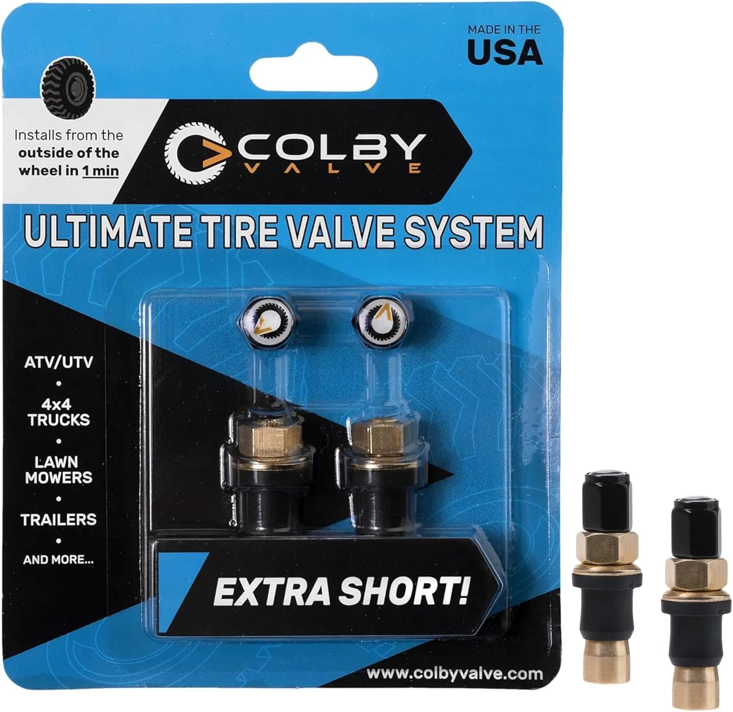 Ultimate Permanent Tire Valve Stem Replacement System | Valve Stem Short | No Need to Remove Tire | Tire Valve Stem Kit Made in USA from Quality 360 Brass Components