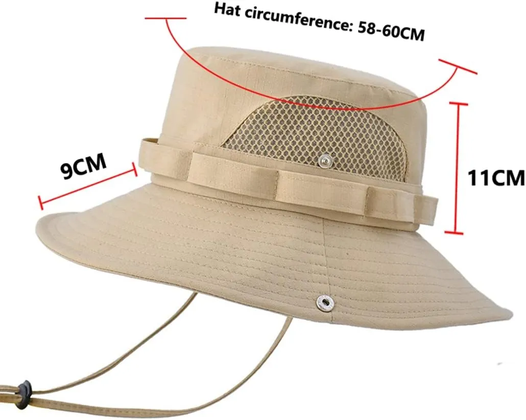 Unisex Summer Sun Visor Bucket Hat Cotton Wide Brim Breathable Sun Hat Outdoor Foldable Mesh Panama Boonie Cap