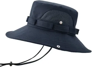 Unisex Summer Sun Visor Bucket Hat Cotton Wide Brim Breathable Sun Hat Outdoor Foldable Mesh Panama Boonie Cap