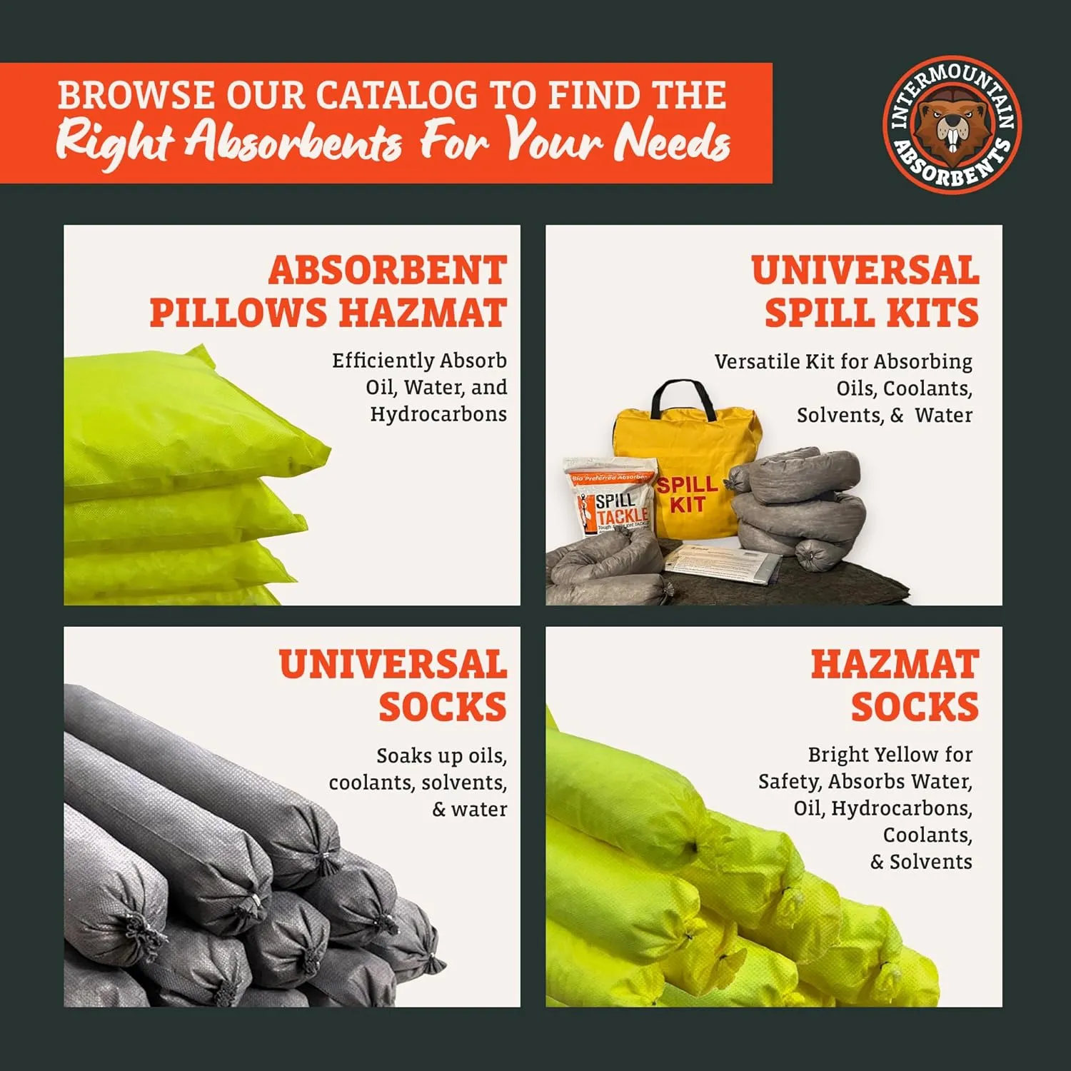 Universal Absorbent Pillows Hazmat - 9"x15" Water & Oil Absorbent Pillows for Spill Kits, Hydrocarbon & Oil Spill Containment, Flood Cleanup, Spill Containment (8 Per Box)