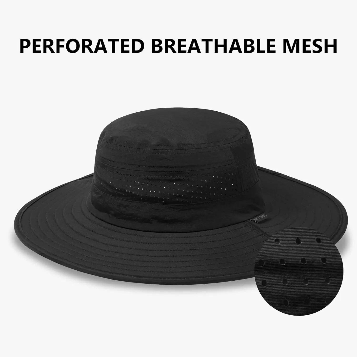 UPF 50  Foldable Brim Water-Resistant Sun Bucket Hat with Laser Perforated Mesh Adjustable for Men Women Outdoor