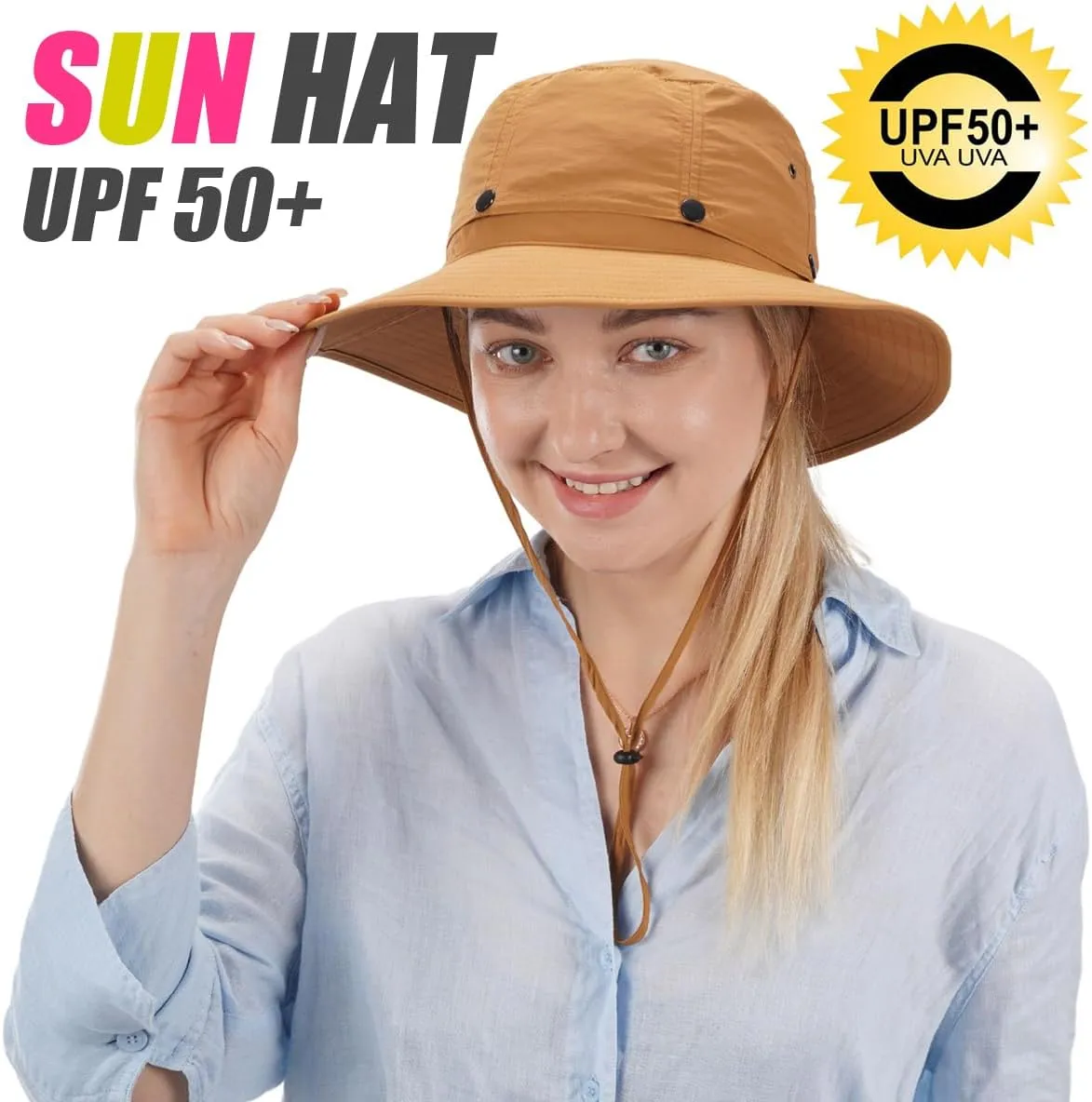 USHAKE Head Net Hat, Safari Hat Sun Hat Bucket Hat with Hidden Net Mesh
