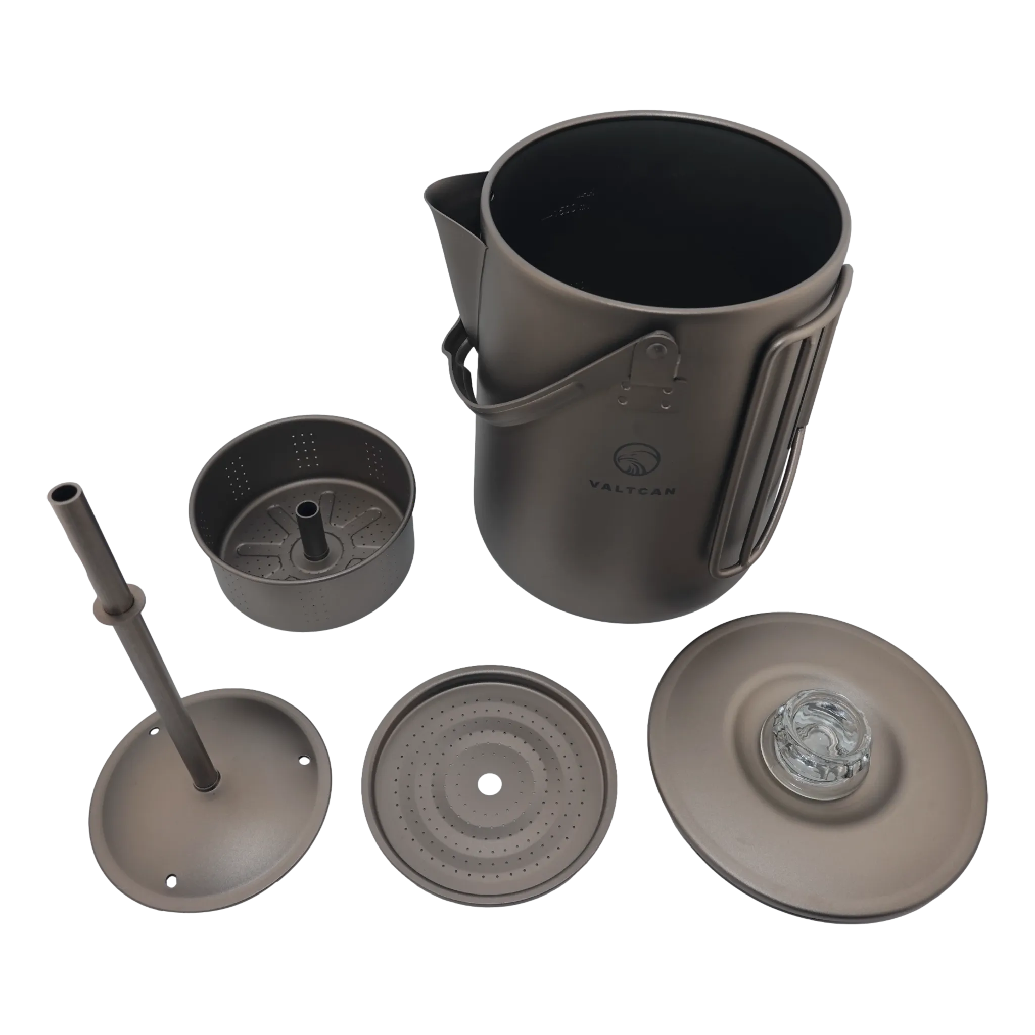 Valtcan Titanium Percolator Coffee Maker Pot 1.5L Filter Brew Ultralight Weight Kettle Camping Kettle 50.7 oz Capacity  395g