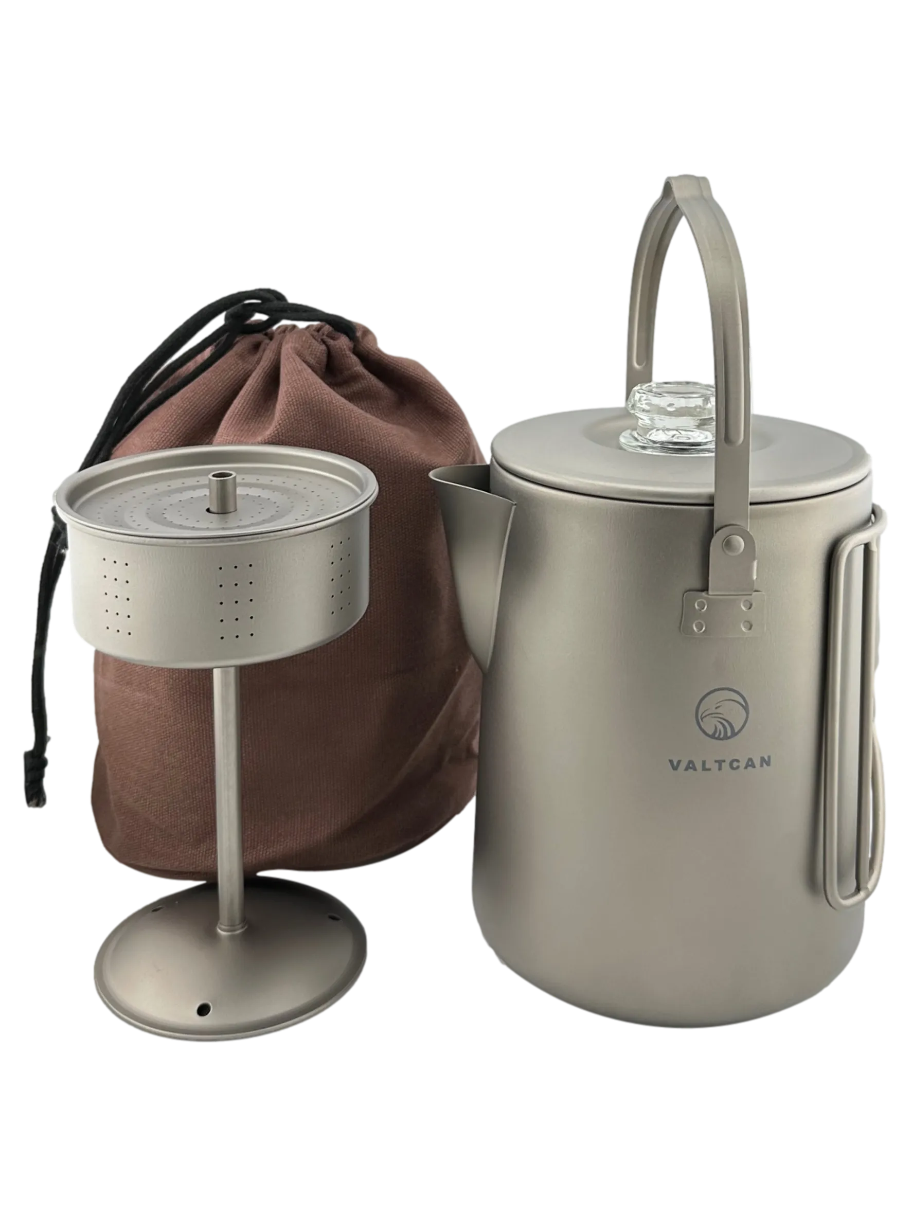 Valtcan Titanium Percolator Coffee Maker Pot 1.5L Filter Brew Ultralight Weight Kettle Camping Kettle 50.7 oz Capacity  395g