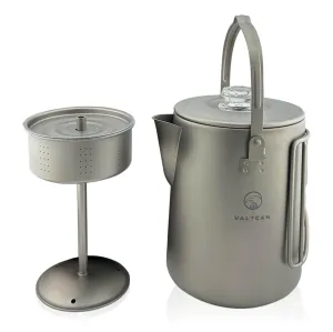 Valtcan Titanium Percolator Coffee Maker Pot 1.5L Filter Brew Ultralight Weight Kettle Camping Kettle 50.7 oz Capacity  395g